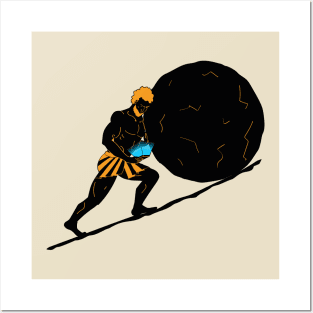 Sisyphus Scrolling Up That Hill (light tees) Posters and Art